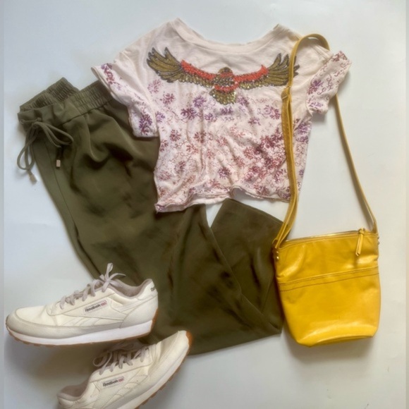 WE THE FREE/FREE PEOPLE DISTRESSED SEQUIN CROPPED T-SHIRT - Picture 1 of 7